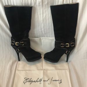 Elizabeth and James - black suede harness boots